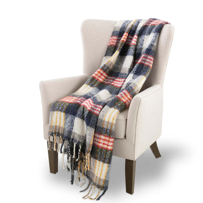 MOHAIR THROW BLANKET PLAID