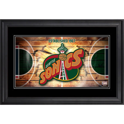 SEATTLE SUPERSONICS - 10 X 18 PANORAMIC FRAMED PHOTOGRAPH