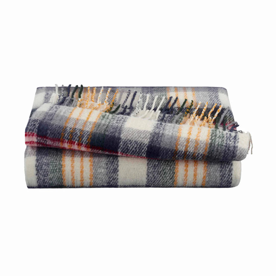 MOHAIR THROW BLANKET PLAID