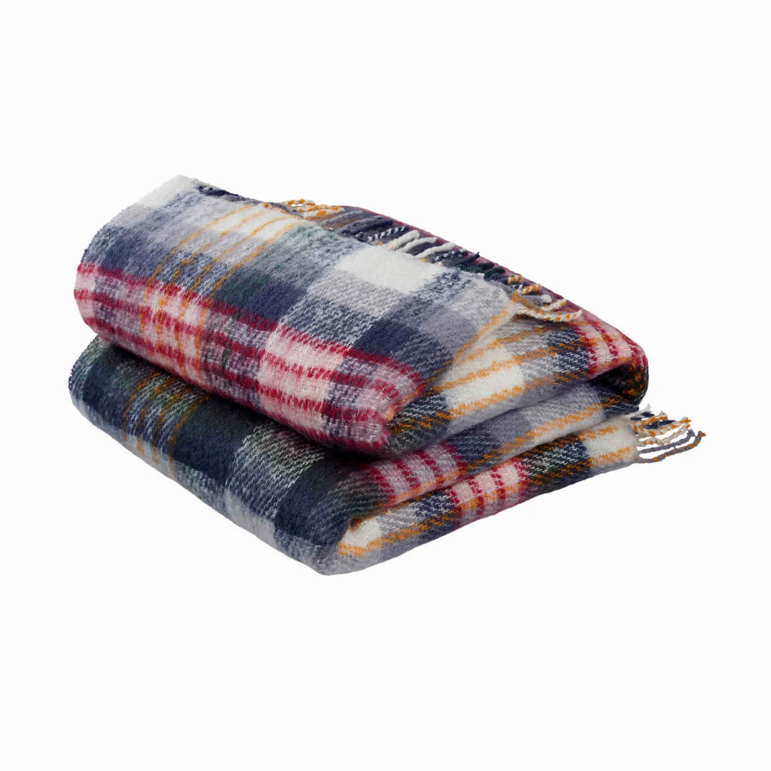 MOHAIR THROW BLANKET PLAID