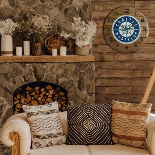 SEATTLE MARINERS OAK BARREL CLOCK